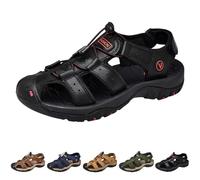 Mens Closed Toe Sandals Walking Hiking Outdoor Sandals Mens Hook&Loop Trekking Sandal Summer Athletic Sandal Easy Fasten Wading Sliders For Beach Travel Durable Non Slip Slides With Arch Support
