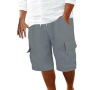 Mens Clothes Sale Clearance Casual Cargo Shorts Cotton Linen with Multi Pockets Fashion Solid Color Elasticated Drawstring Sports Straight Shorts Mens Summer Pants Beach Clothes Men