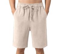 Men's Clothing Going Out Shorts Elasticated Waist Pants Summer Trousers Work Outfits Solid Color Walking-Trousers Outdoor Hiking-Trousers Beach Clothes Athletic (D03-beige,L)