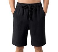 Men's Clothing Going Out Shorts Elasticated Waist Pants Summer Trousers Work Outfits Solid Color Walking-Trousers Outdoor Hiking-Trousers Beach Clothes Athletic (D03-black,XL)