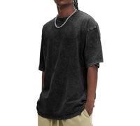 Mens Clothing Grandad Collar T Shirts for Men Oversized T Shirt Men Short Sleeve Shirt Waffle Tea Shirts Mens Sports Round Neck Black