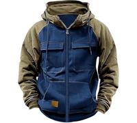 Mens Clothing Half Zip Pullover Men Polo Neck top for Men Warm Hoodies for Men Pullover Winter Bomber Jacket Los Angeles Hoodie Mens Mock Shirt Jumper Parker Jackets for Men UK (Blue, XL