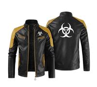 Mens Clothing Resid.ent Evil, Fashion Full Zip Slim Fit Trucker Jacket, Multi-Pockets Fleece Lined Stand Collar Winter Outwear-Black 2||XL