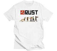 Mens Clothing Rust Evolution T Shirt Men Pure Cotton Vintage T-Shirts Round Neck Rust Survival Game Tee Shirt Short Sleeve Cloth White (XX-Large)