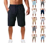 Mens Clothing Sale Clearance UK Mens Spring Cotton Linen Solid Color Pinstripe Shorts with Pockets Elastic Waistband and Drawstring Casual Elasticated Gym Pants Men Men's Travel Pants