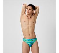 Speedo Men's Printed Brief Swim Trunks Swimmers Sunset Grove/Green