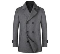 Mens Coats And Jackets UK Clearance,Double Breasted Trench Coat Thicken Suit Collar Wool Jacket Overcoat Windbreaker Outerwear Casual Peacoat Business Office Workwear Going Out Coat Winter Clothing