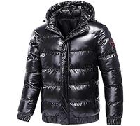 Mens Coats and Jackets Winter Clearance,Casual Padded Jacket for Men Warm Hooded Bubble Shiny Hooded Reflective Down Jacket Cotton Jacket Coat Thicken Hoody Outerwear UK Size 10-20