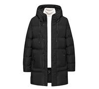 Mens Coats and Jackets Winter Clearance，Long Padded Coat with Hood Plain Black Hooded Quilted Puffer Jacket Overcoat Solid Outwear Mid Length Warm Coat for Men UK Size 10-24