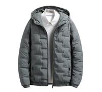 Mens Coats and Jackets Winter，Thick Cotton Padded Coat Plain Hooded Quilted Puffer Jacket Casual Outdoor Windproof Overcoat Long Sleeve Warm Outwear for Men UK Size 10-22