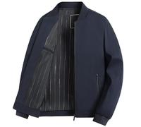 Men'S Coats - Casual Jacket Business Stylish Baseball Collar Plaid Outerwear Lightweight Comfortable Autumn Coat (Navy Xxxxl)