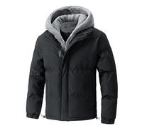 Mens Coats Winter UK Padded Jacket with Plush Hood Full Zip Warm Quilted Overcoat Thick Thermal Outwear Windproof Puffer Coat Casual Short Windbreaker Jacket