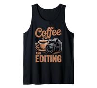 Mens Coffee Editing Cameraman Photo Camera Coffee Photographer Tank Top