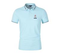 Mens Collared Polo Shirts for SAAB Lightweight Half Sleeve Buttons Plain T-Shirts Printing Short Sleeved Soft Patchwork Gym Wear Sportstyle Tee Top Clothes- Light Blue||XXL