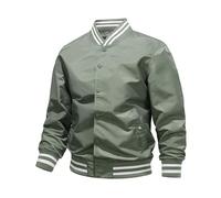 Mens College Jacket Classic Loose Lightweight Cotton Letterman Baseball Jacket M 4XL, Light green, XL