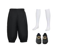 Men's Colonial Pants Costume Medieval Pirate Cosplay Pants Renaissance Tudor Costume Breeches Socks Shoe Buckle Black