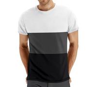 Mens Color Block T Shirt, Short Sleeve, Slim Fit, Crew Neck, Summer Sport, Basic, Stylish, A1 Multicolor, XL