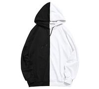 Men'S Colour Block Hoodie, Men'S Two-Tone Pullover, Men'S Contrast Hoodie, Men'S Black And White Casual Hoodie, Men'S Split Design Sweatshirt, Men'S Patchwork Hoodie, Men'S Fashion Hoodie