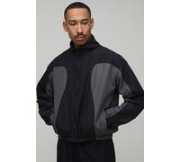 Men's Colour Block Track Jacket | Black | Size Small | BOOHOOMAN