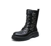 Men's Combat Boots Gothic Punk Style Motorcycle Boots | Leather Side Zipper Waterproof Biker Riding Punk Rock Lace up Cowboy Western Tactical Army Boots