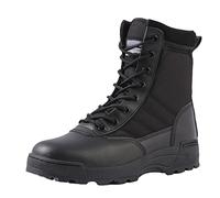 Mens Combat Boots Unisex Adults Safety Boot Ankle Lace Up Work Bootie Mens Women Leather Desert Army Boots Side Zip Combat Patrol Boot Safety Military Breathable Outdoor Hiking Shoes