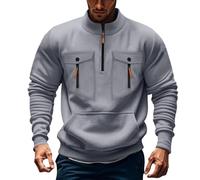 mens combat sweatshirt pullover with pocket, mens quarter zip cargo sweatshirt, Fashion Designed Pullover Comfortable Casual Workwear Thermal Loose Fit Jumper Classic Long Sleeve Jumper