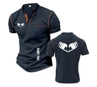 Mens Comfort Henley T-Shirts Sportswear for F.ai.r.y T.a.il Soft Graphic Short Sleeve Lightweight Tee Top Clothes Stitching Polo Shirts Half -ZQS||3X_l