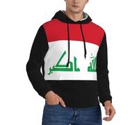 Men'S Comfort Iraq Flag Hoodie - For Work, Leisure, Sports, Moisture-Wicking Fabric, Modern Streetwear Silhouette With Pocket