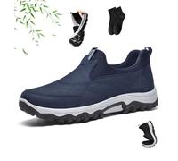 Men's Comfortable Breathable Orthopedic Leather Walking Hiking Shoes,Enjerr Orthopedic Shoes Men,Mens Outdoor Casual Lightweight Flats Slip on Sneakers (Blue,43EU)