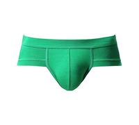 Mens Comfortable Briefs Men's Solid Color Underwear U Shaped Low Waist (Green, L) for All Day Comfort