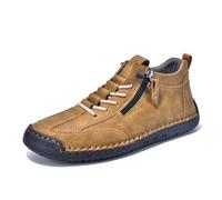 Men's Comfortable Handmade Leather Boots-Waterproof, Arch Support Spacious Toe Box Outdoor Shoes Orthopedic Boots Yellow