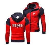 Mens Comfortable Hoodie for Fairy Tail Printed Zip Up Jackets Hooded Outwear Tops Long Sleeve Sweatshirts Spring Autumn Street Wear Two Zipper Hoody-Red||L