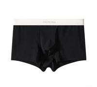 Men's Comfortable Ice Silk Boxer Shorts, Breathable Smooth Trunks for Everyday Use (XL Black)