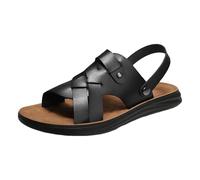 Men's Comfortable Leather Sandals Casual Summer Essentials with Adjustable Strap Lightweight Non slip Outsole Breathable Design Arch Support Ideal for Everyday Wear Outdoor Adventures and Beach Days