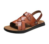 Men's Comfortable Leather Sandals Casual Summer Essentials with Adjustable Strap Lightweight Non slip Outsole Breathable Design Arch Support Ideal for Everyday Wear Outdoor Adventures and Beach Days