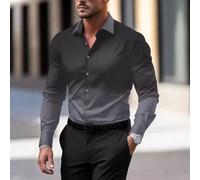 Men's Comfortable Long Sleeve Shirt Designed with a Trendy 3D Print Gradation Pattern (4XL Grey)