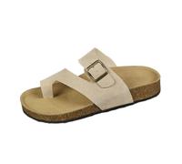 Men's Comfy Outdoor Slip on Beach Bunion Corrector Non-slip Sandals, Summer Breathable Flip Flopsslippers with Adjustable Metal Buckle Strap, for Big Toes Bent Toes and Pain Relief(Off-white,6.5 UK)