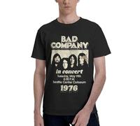 Men's Company English Rock Supergroup Bad Cotton T-Shirts Stylish Prints Crewneck Classic Short-Sleeved Shirt Stress-Free for Daily Commuting Black L