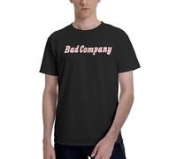 Men's Company English Rock Supergroup Bad Cotton T-Shirts Stylish Prints Crewneck Classic Short-Sleeved Shirt Stress-Free for Daily Commuting Black 3XL