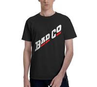 Men's Company English Rock Supergroup Bad Cotton T-Shirts Stylish Prints Crewneck Classic Short-Sleeved Shirt Stress-Free for Daily Commuting Black XL