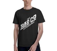 Men's Company English Rock Supergroup Bad Cotton T-Shirts Stylish Prints Crewneck Classic Short-Sleeved Shirt Stress-Free for Daily Commuting Black M