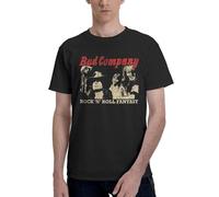 Men's Company English Rock Supergroup Bad Cotton T-Shirts Stylish Prints Crewneck Classic Short-Sleeved Shirt Stress-Free for Daily Commuting Black XXL