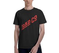 Men's Company English Rock Supergroup Bad Cotton T-Shirts Stylish Prints Crewneck Classic Short-Sleeved Shirt Stress-Free for Daily Commuting Black XL