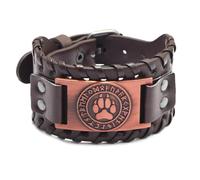 Men's Compass Bracelet, Leather Cuff with Adjustable Strap, Zinc Alloy Totem Design(Gold-color)