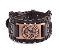 Men's Compass Bracelet, Leather Cuff with Adjustable Strap, Zinc Alloy Totem Design(Magnolia C)