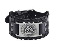 Men's Compass Bracelet, Leather Cuff with Adjustable Strap, Zinc Alloy Totem Design(VERMEIL)