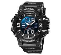 Men's Competition Style Watches Sports Outdoor Waterproof Military Watch Multi Function Tactics LED Face Alarm Stopwatch for Men, Black, Digital