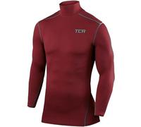 TCA Pro Performance Mock Mens Compression Top Red Long Sleeve Running Run Jersey