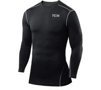 TCA Men Long Sleeve Compression Shirt, Athletic Workout Sports Undershirt Base Layer Top - Black, S