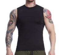 Men's Compression Quick-Drying Tight High Elastic Vest Training Running Sleeveless Gym(Color:Black,Size:S)